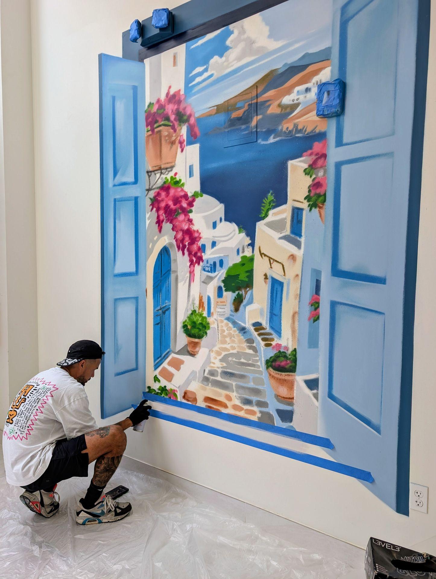Greece Mural done by Miami Muralist